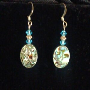 Abolone Artisan Handcrafted Natural Green and Blue Earrings